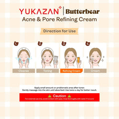 【Yukazan x Butterbear】Yukazan Derma Refining Cream 15ml Acne & Pimple & Pore Care
