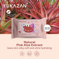 Yukazan Gentle Calm Make Up Remover Towelettes Pink Aloe Vera 30's