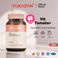 Yukazan Vit Tomato+ Brightening Supplement - Collagen, White Tomato, Oryza Ceramide Chewable Tablet - Oral Sunblock (60's)