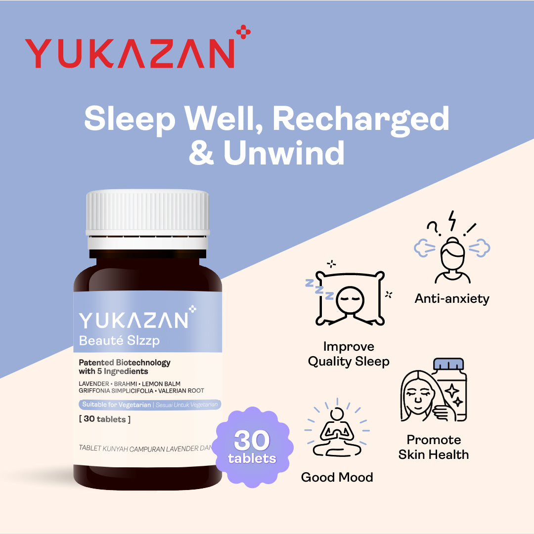 Thuốc bổ sung hỗ trợ giấc ngủ tự nhiên Yukazan Beauté Slzzp. Thúc đẩy giấc ngủ sâu và chất lượng, tăng cường tâm trạng và thư giãn (độ tuổi 30) 