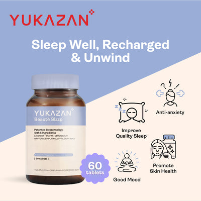 Yukazan Beauté Slzzp 60s Natural Sleep Aids Supplement. Promote Deep & Quality Sleep, Boost Mood and Relax