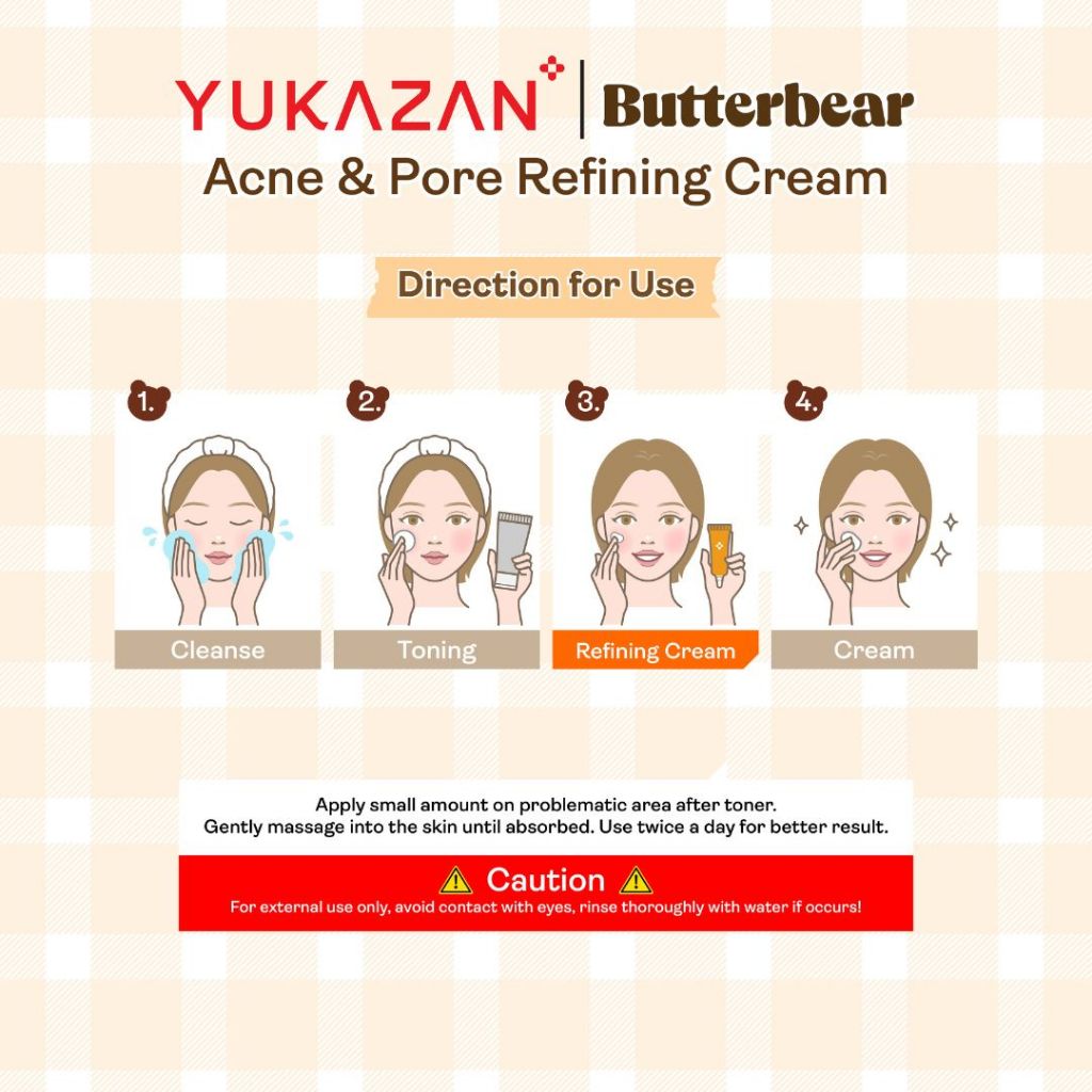 【Yukazan x Butterbear】Yukazan Derma Refining Cream 15ml Acne & Pimple & Pore Care