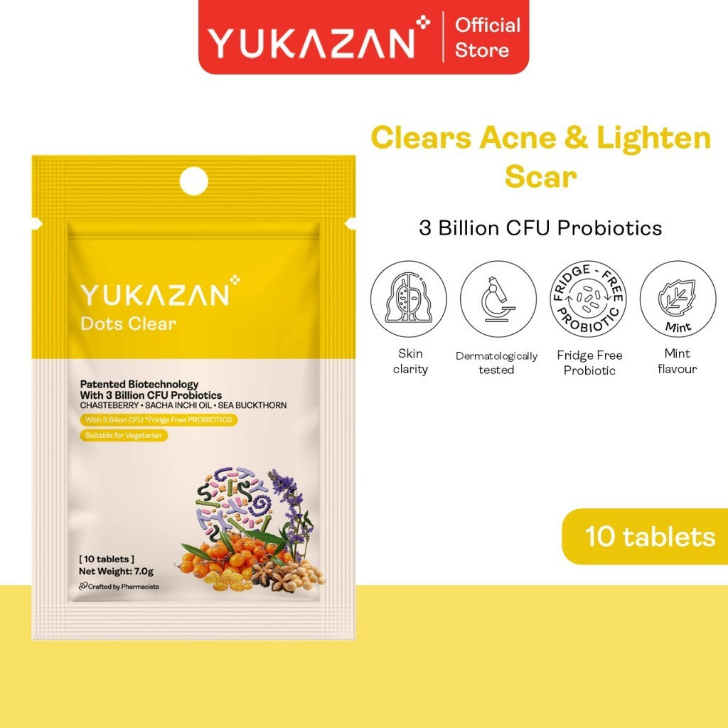 Yukazan Dots Clear 10's Chewable Supplement Reduce Acne / Lighten Scars / Anti Acne / Skin Clarity