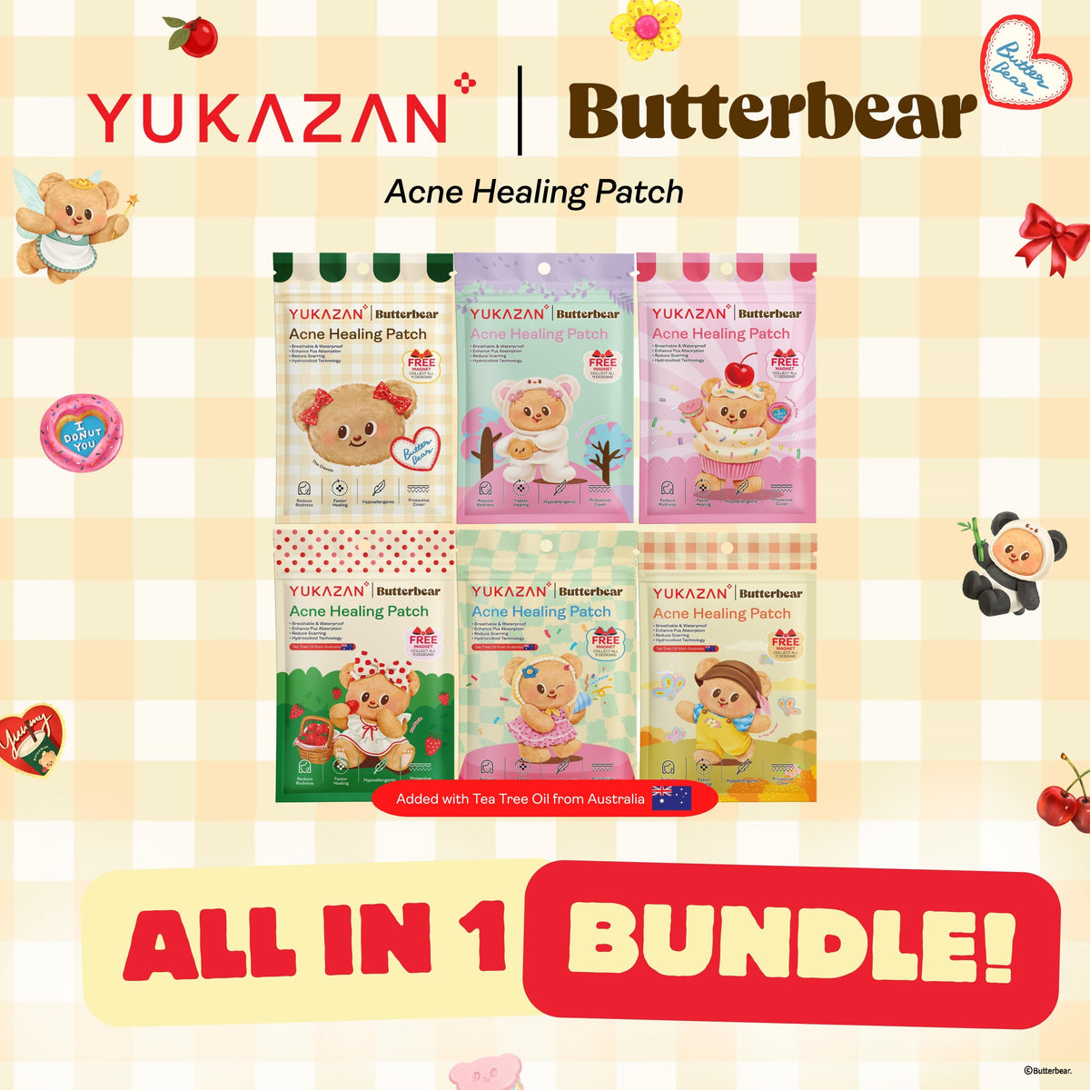 【Yukazan x Butterbear】 Hydrocolloid Acne Healing Patch 20's