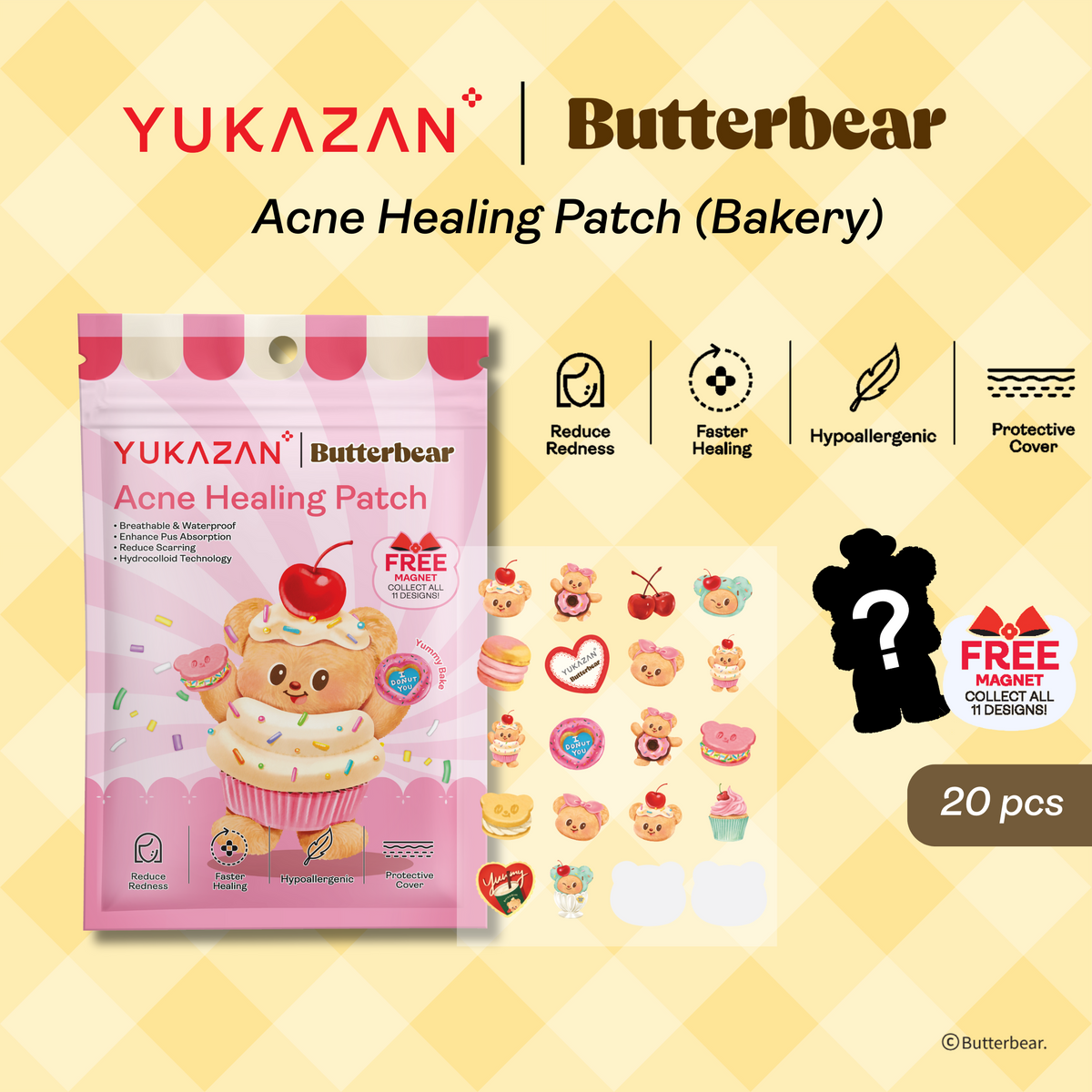 【Yukazan x Butterbear】 Hydrocolloid Acne Healing Patch 20's