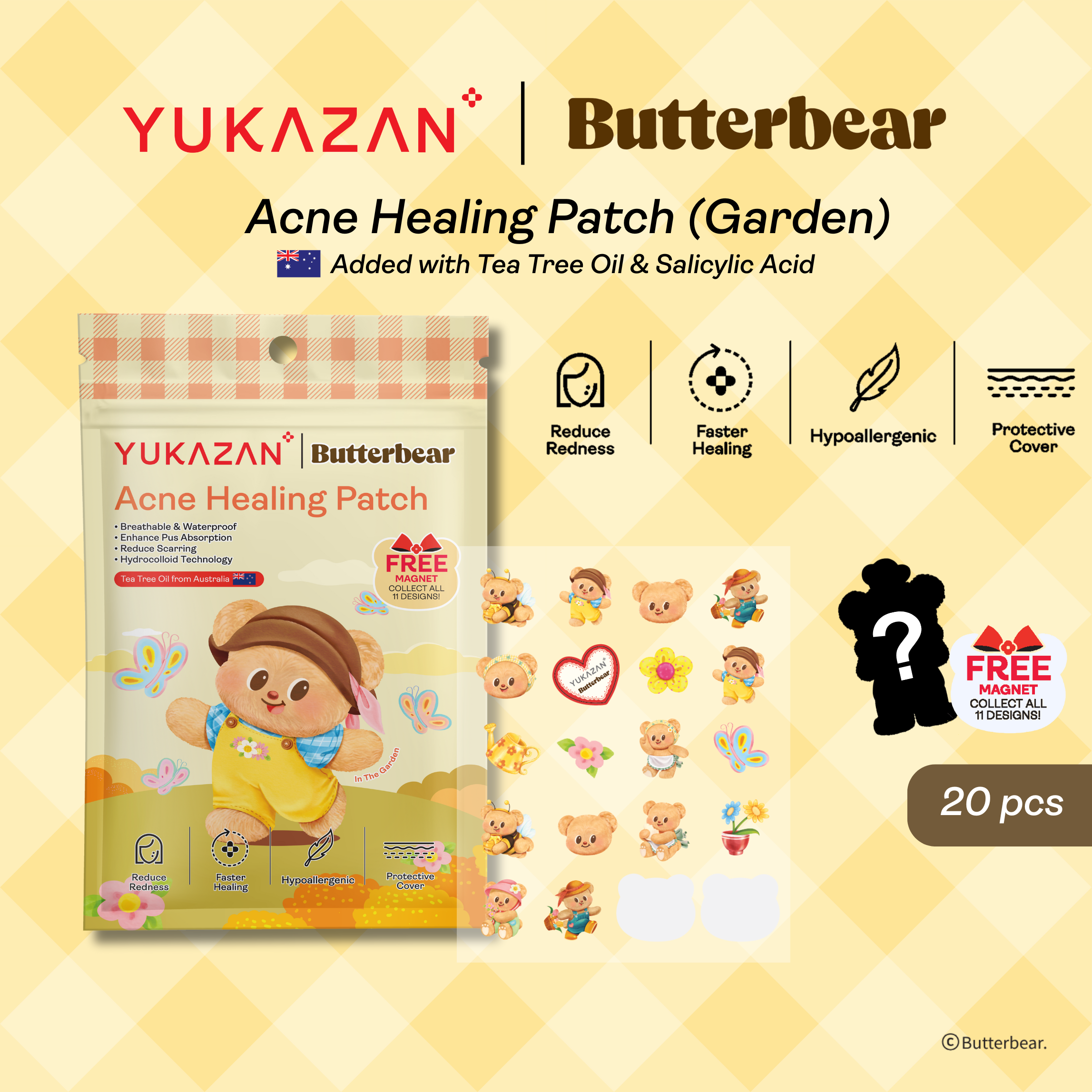 🎁 【Yukazan x Butterbear】 Hydrocolloid Acne Healing Patch 20's (100% off)
