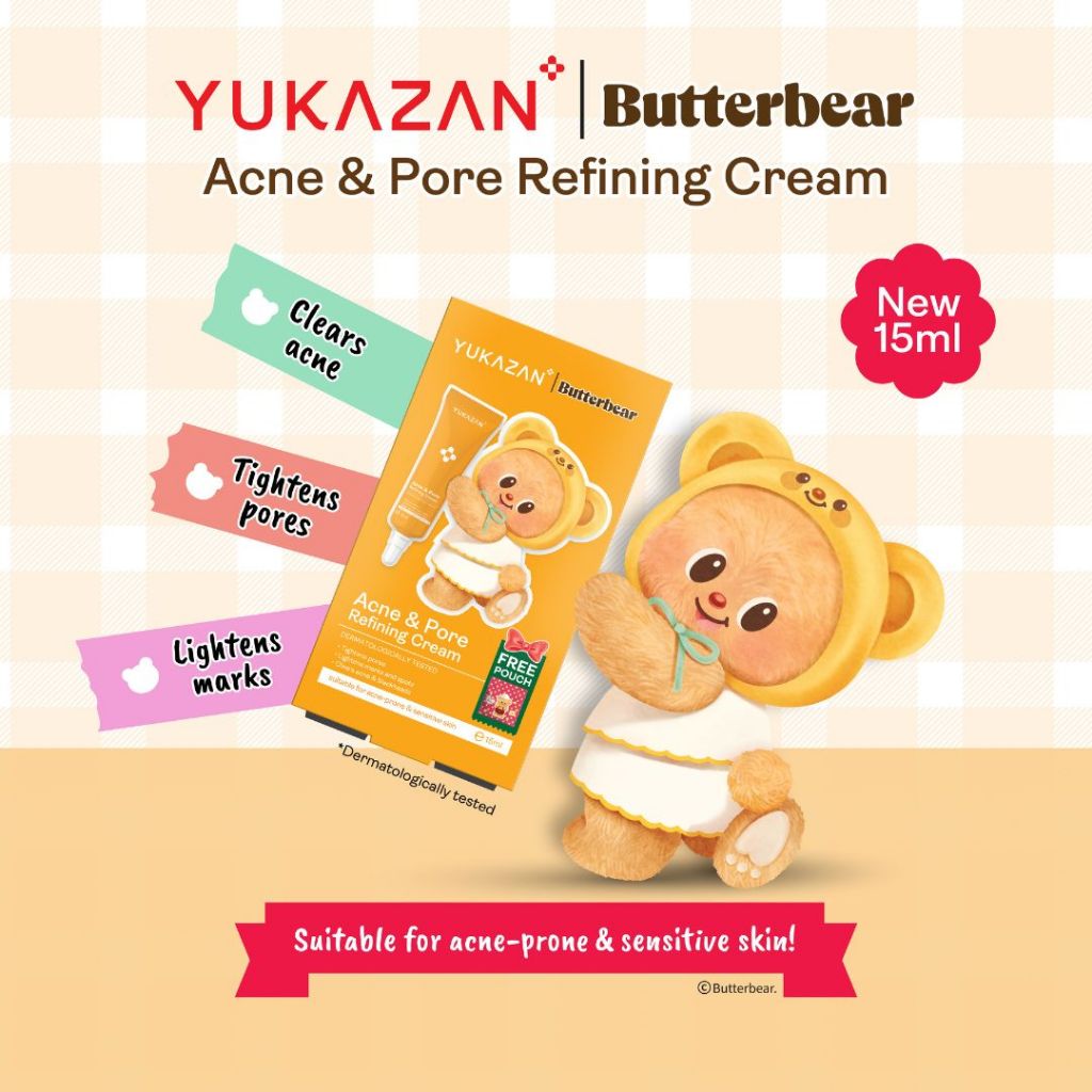 【Yukazan x Butterbear】Yukazan Derma Refining Cream 15ml Acne & Pimple & Pore Care