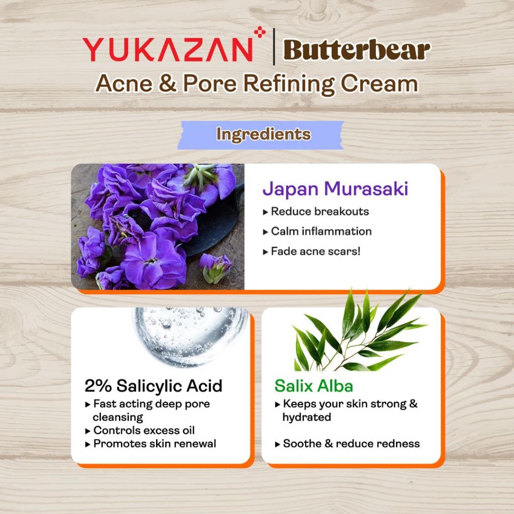【Yukazan x Butterbear】Yukazan Derma Refining Cream 15ml Acne & Pimple & Pore Care