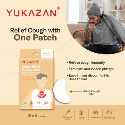 Yukazan Adult Cough Relief Patch (6's) Anti Cough Patch for cough, common cold and sore throat