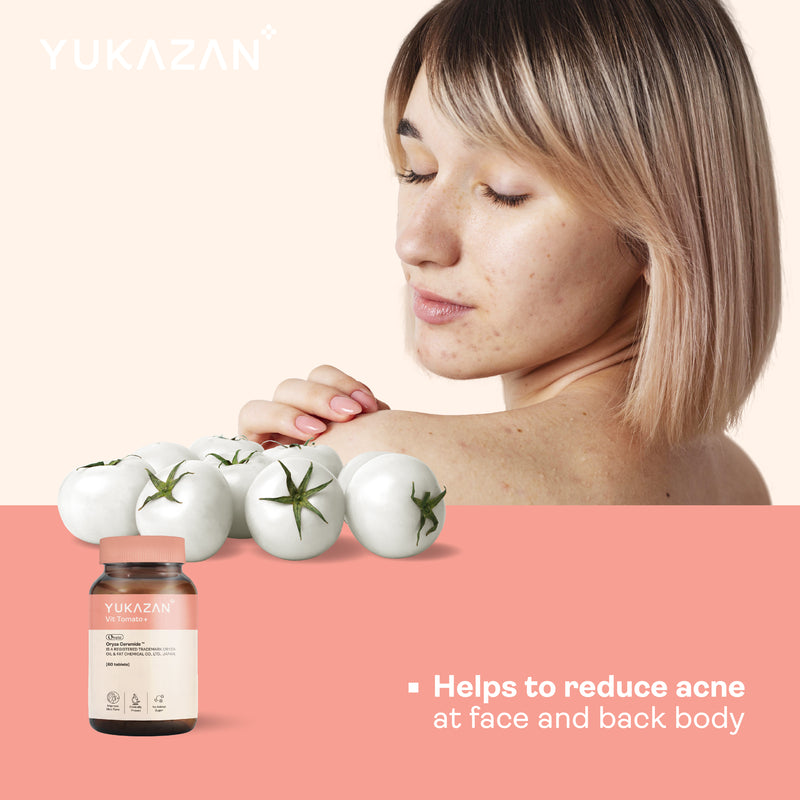 Yukazan Vit Tomato+ Brightening Supplement - Collagen, White Tomato, Oryza Ceramide Chewable Tablet - Oral Sunblock (60 tablets)