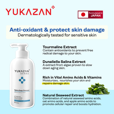 Yukazan Derma Hydra Deep Cleanser 150ml pH Balanced Face Wash Cleanser