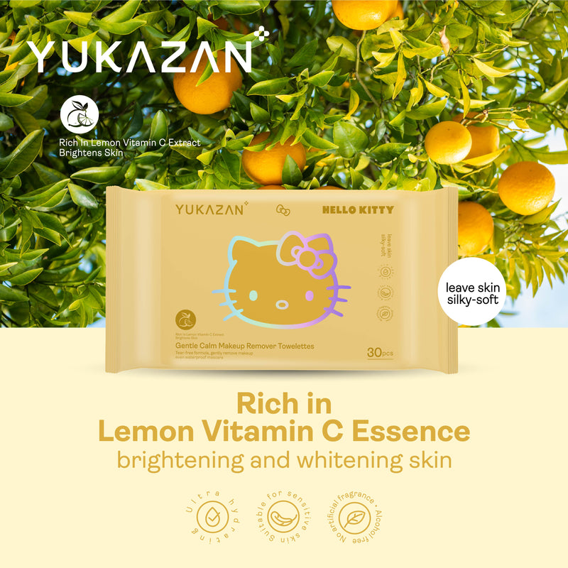 Yukazan Gentle Calm Make Up Remover Towelettes Rich In Lemon Vitamin C 30&