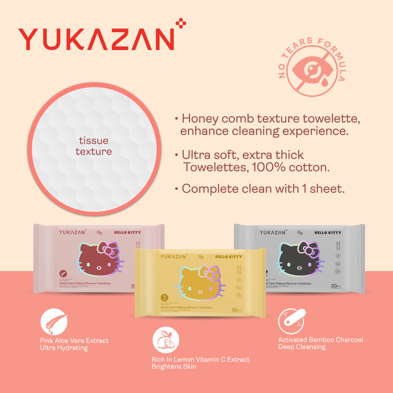 Yukazan Gentle Calm Make Up Remover Towelettes Rich In Lemon Vitamin C 30&