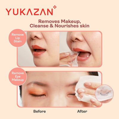 Yukazan Gentle Calm Make Up Remover Towelettes Pink Aloe Vera 30's