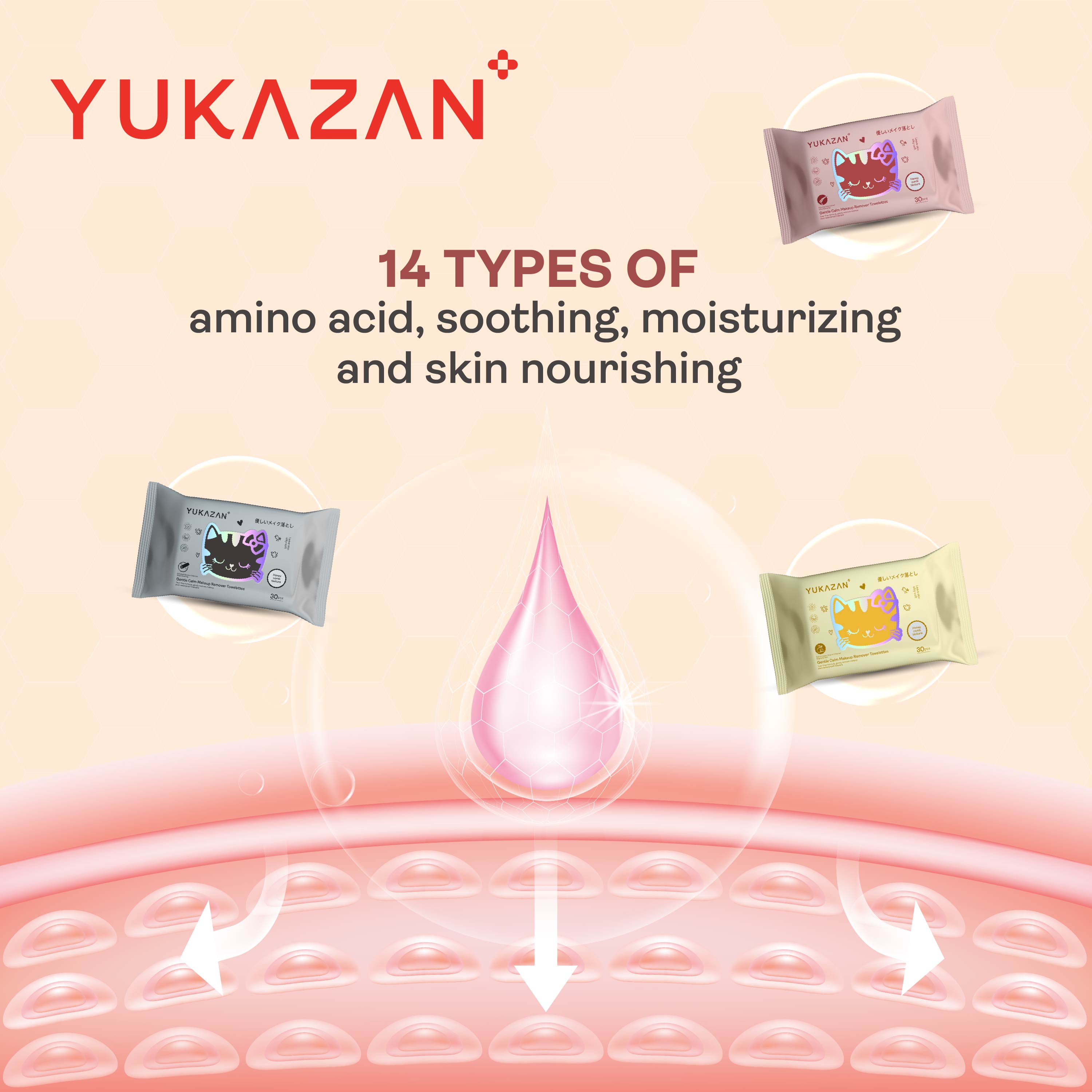 Yukazan Gentle Calm Make Up Remover Towelettes Rich In Lemon Vitamin C 30's