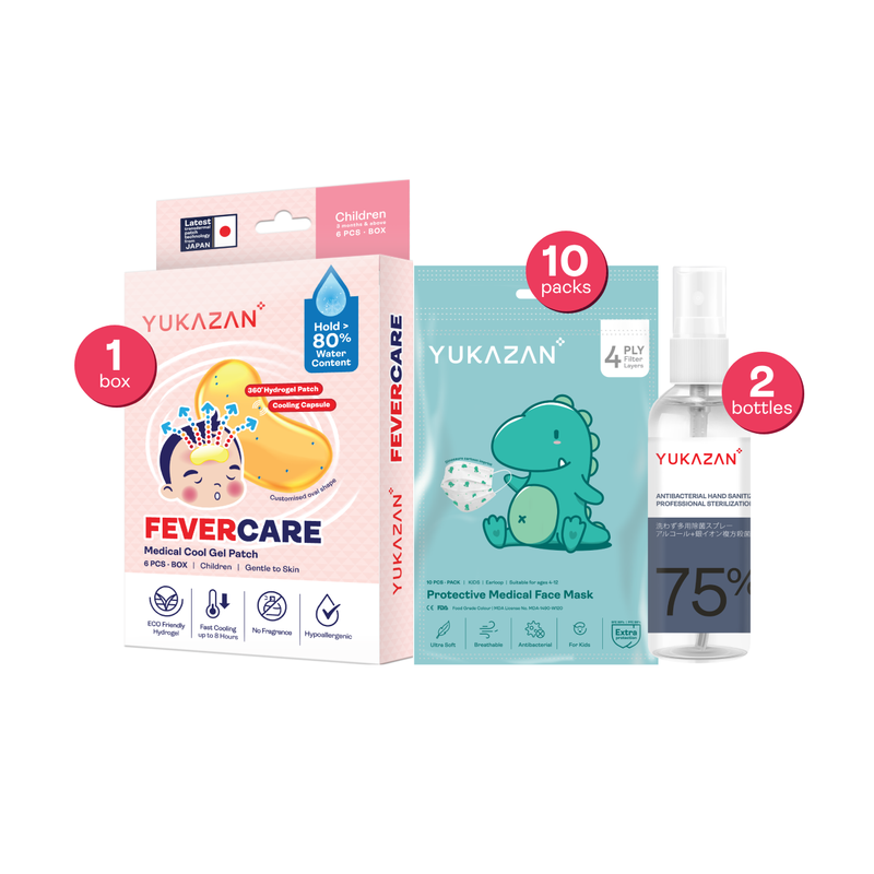 Yukazan X Miko Mommy Exclusive Bundle (For Kids) - Medical Face Mask & Fevercare & Sanitizer Spray