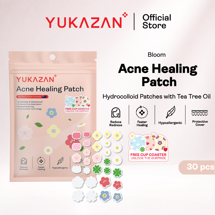 Yukazan Acne Healing Patch 30's | Cute Design Acne Patch | Pimple Acne Patch | Concealer Pimple Patch | Tea Tree Oil