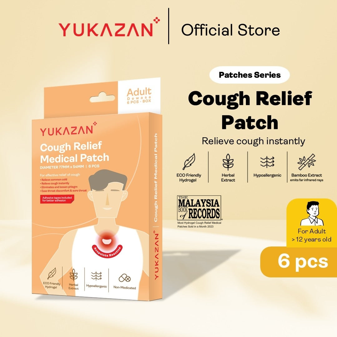 Yukazan Adult Cough Relief Patch (6's) Anti Cough Patch for cough, common cold and sore throat
