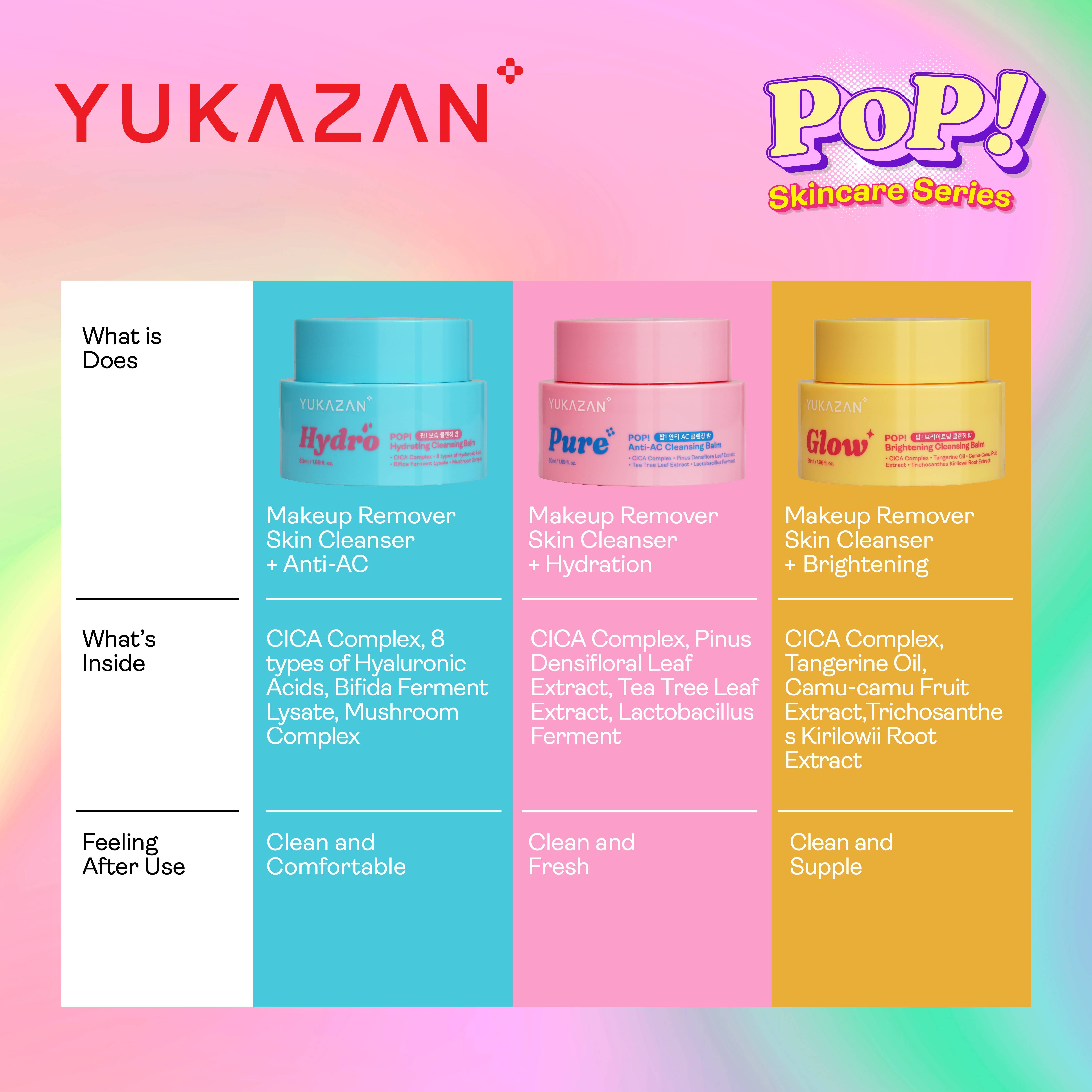 Yukazan POP! Glow Brightening Cleansing Balm Make Up Remover 50ml / Remove Waterproof Make Up / Cleanser