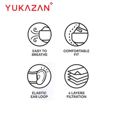 Yukazan Adult 4ply Face Mask Gudetama Black Protective Respirator Face Mask (50 Pcs/Box)