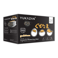 Khẩu trang bảo vệ mặt nạ phòng độc Yukazan 4 lớp dành cho người lớn Gudetama màu đen (50 Cái/Hộp)
