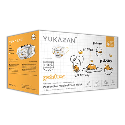 Yukazan Kids 4ply Gudetama Little Eggs Protective Respirator Face Mask (50 Pcs/Box)