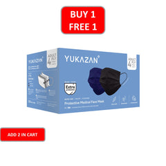 Yukazan Adult 4ply Navy Blue & Cool Black Protective Respirator Face Mask (50 Pcs/Box)