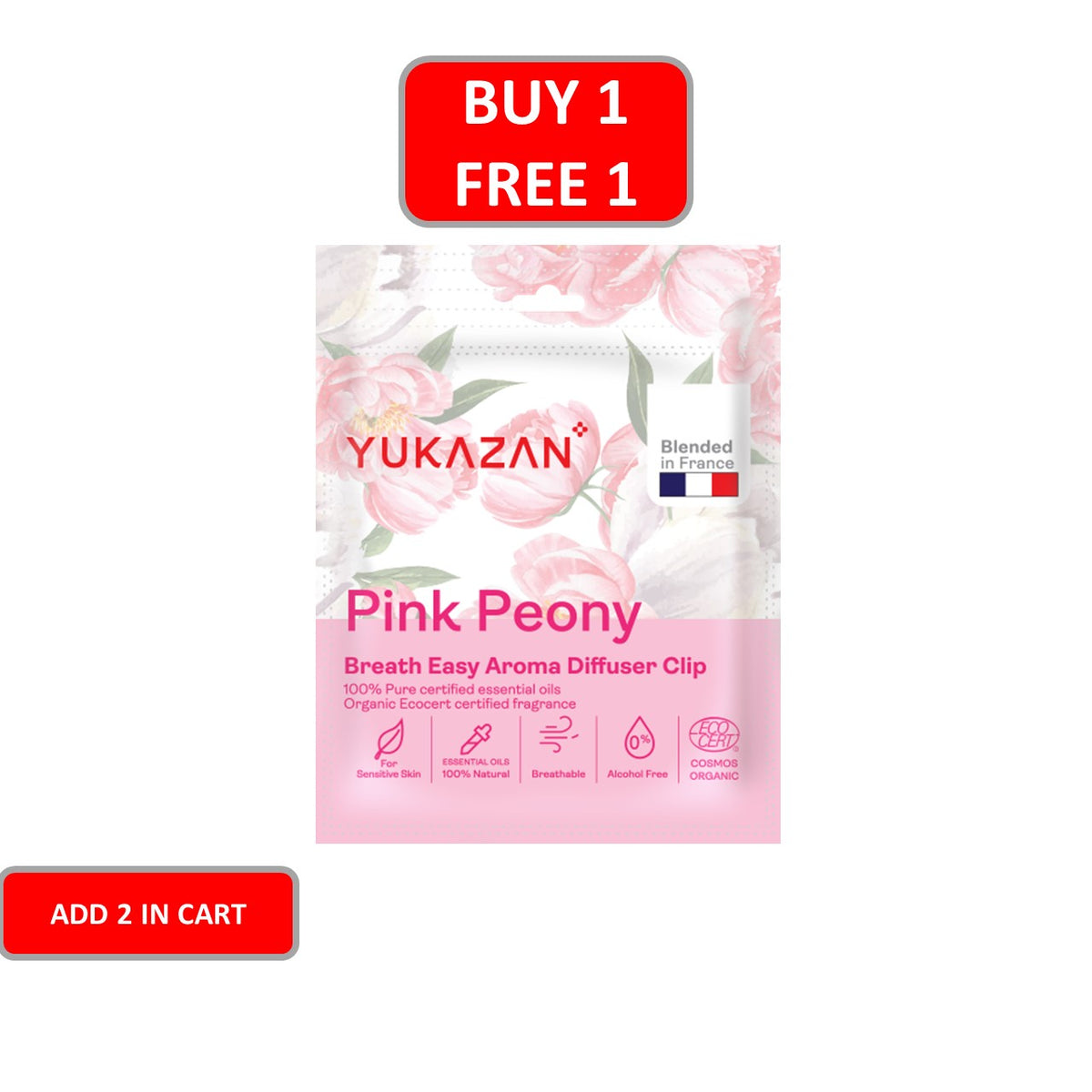 Yukazan Breath Easy Aroma Diffuser Clip (Pink Peony)