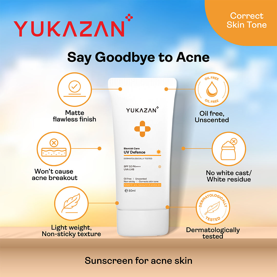 Yukazan Blemish Care UV Defence Sunscreen Sunblock SPF 50+ - 50ml