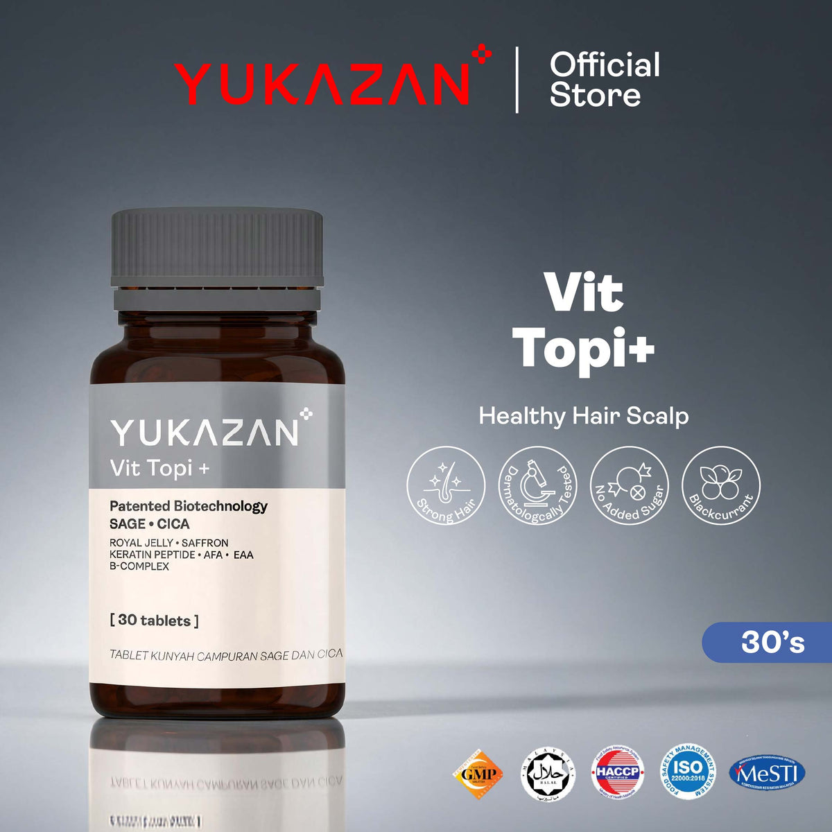 [EXP AUG 2026] Yukazan Vit Topi+ 30's Hair Growth Chewable Supplement/ Healthy Hair Scalp / Anti Hair Loss / Hair Growth