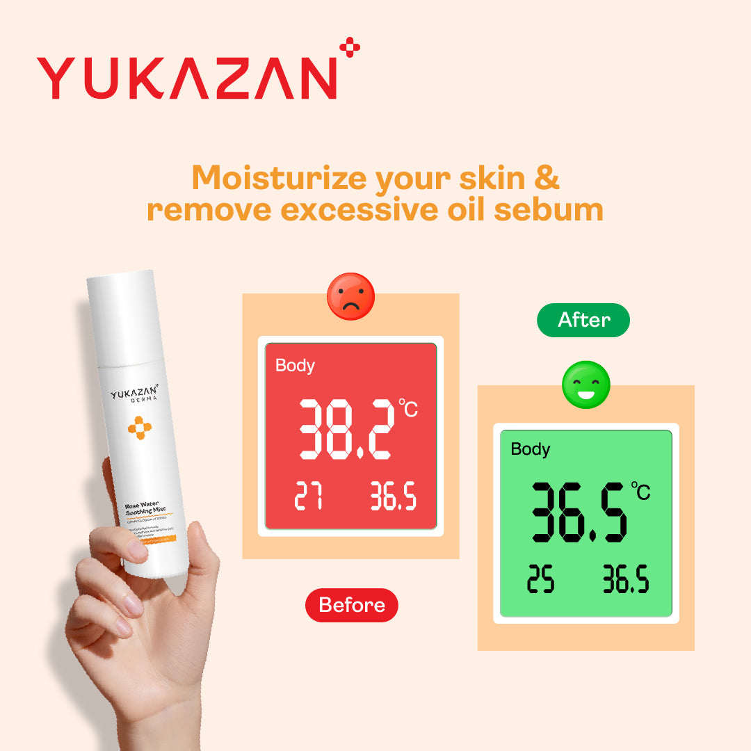 Yukazan Derma Rose Water Soothing Mist 120ml Dermatologically Tested for Acne Sensitive Skin
