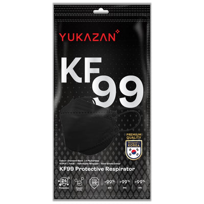 Yukazan Adult KF99 Diamond Black Protective Respirator Face Mask (10 Pcs/Pack) - Yukazan Official Store