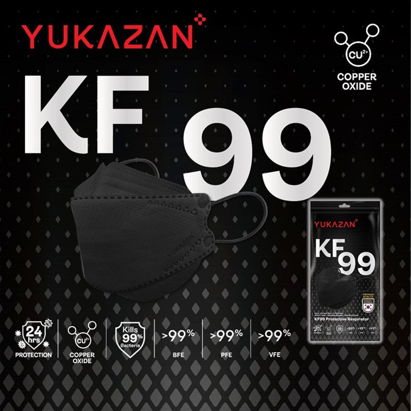Yukazan Adult KF99 Diamond Black Protective Respirator Face Mask (10 Pcs/Pack) - Yukazan Official Store