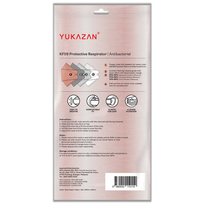 Yukazan Adult KF99 Rose Copper Protective Respirator Face Mask (10 Pcs/Pack) - Yukazan Official Store