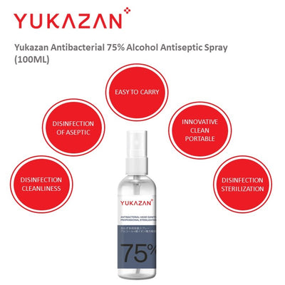 Yukazan Antibacterial 75% Alcohol Anti-Septic Spray (12 x 100ml) - Yukazan Official Store