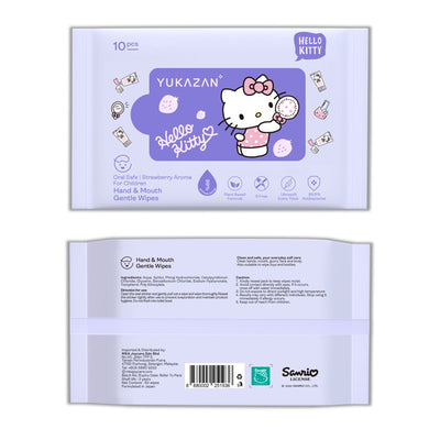 Yukazan Hello Kitty Kids Hand & Mouth Gentle Wipes 99.9% Antibacterial 6packs (Strawberry & Apple Aroma) - Yukazan Official Store