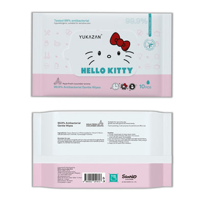 Yukazan Hello Kitty 99.9% Antibacteria Gentle Wipes 6packs (Lemon Grass & Aqua Fresh Cucumber Aroma) - Yukazan Official Store