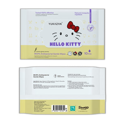 Yukazan Hello Kitty 99.9% Antibacteria Gentle Wipes 6packs (Lemon Grass & Aqua Fresh Cucumber Aroma) - Yukazan Official Store