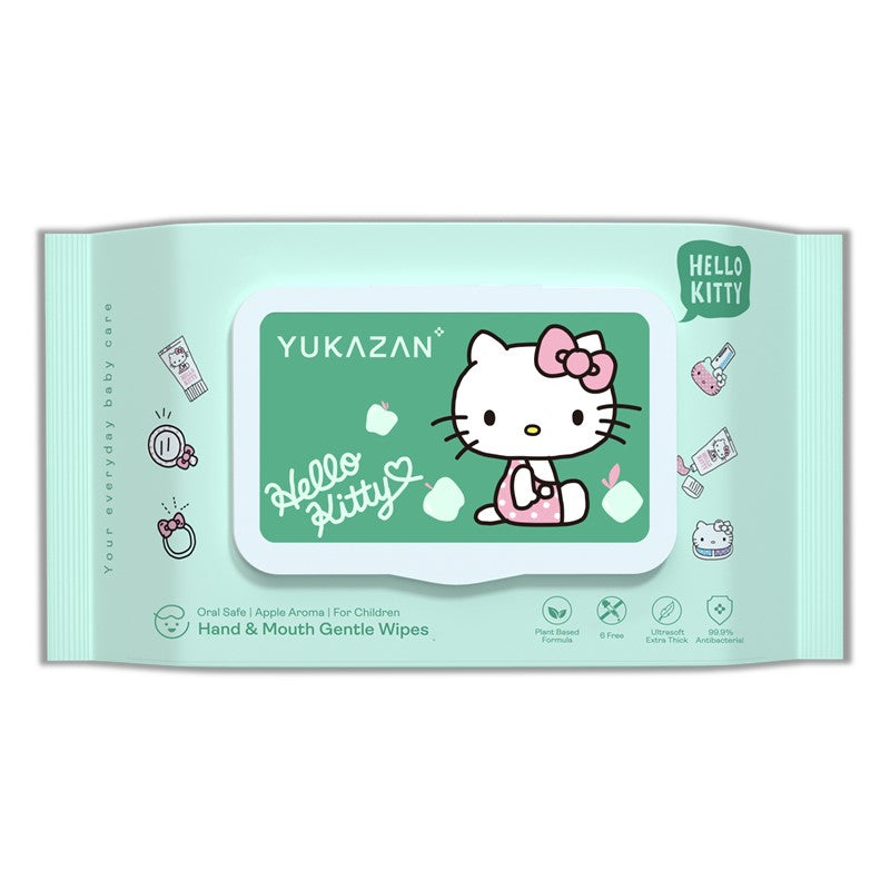 Yukazan Hello Kitty Kids Hand & Mouth Gentle Wipes 99.9% Antibacterial (Apple Aroma) - Yukazan Official Store